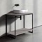 Modern Powder Room Console Vanity with Grey Oak Shelf, 35 Inch, Free Standing